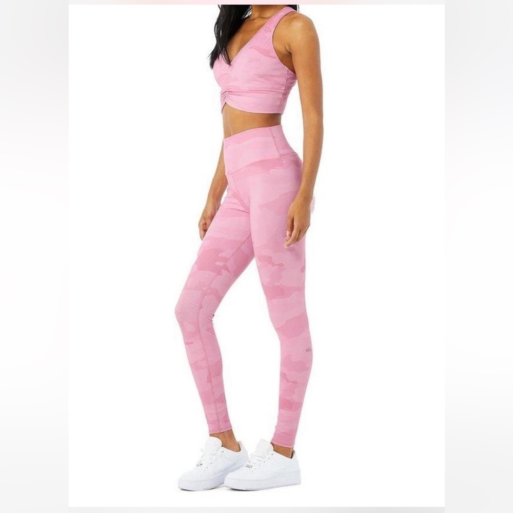 ALO Yoga Pink Camo Patterned Leggings High rise Tights Medium